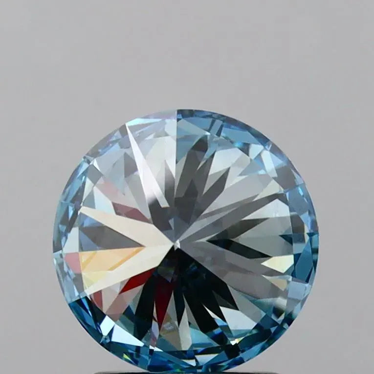 2.08ct Round Lab Grown Diamond (Fancy Vivid Blue, Clarity VVS1, Cut ID, IGI)