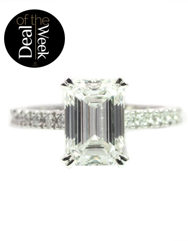 3Ct Emerald Cut Set With a Hidden Halo 18ct White Gold -  Lab Grown Diamond