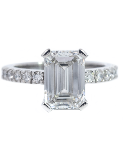 2.30CT Total  Weight Emerald Cut Diamond Ring Set In Platinum - Lab Grown Diamonds