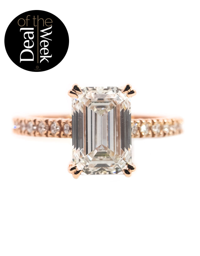 3ct Lab Grown Diamond Emerald Cut Set With a Hidden Halo 18ct Rose Gold