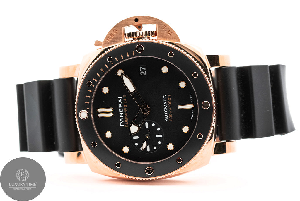 Panerai Submersible Automatic 18kt Rose Gold Black Dial Men s 42