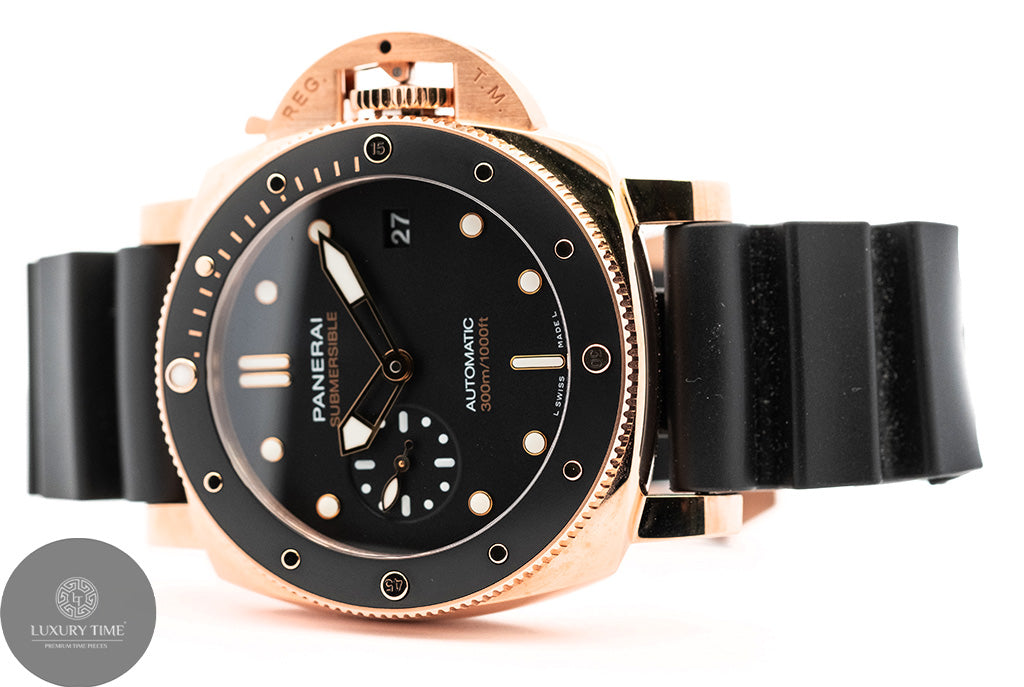 Panerai Submersible Automatic 18kt Rose Gold Black Dial Men s 42