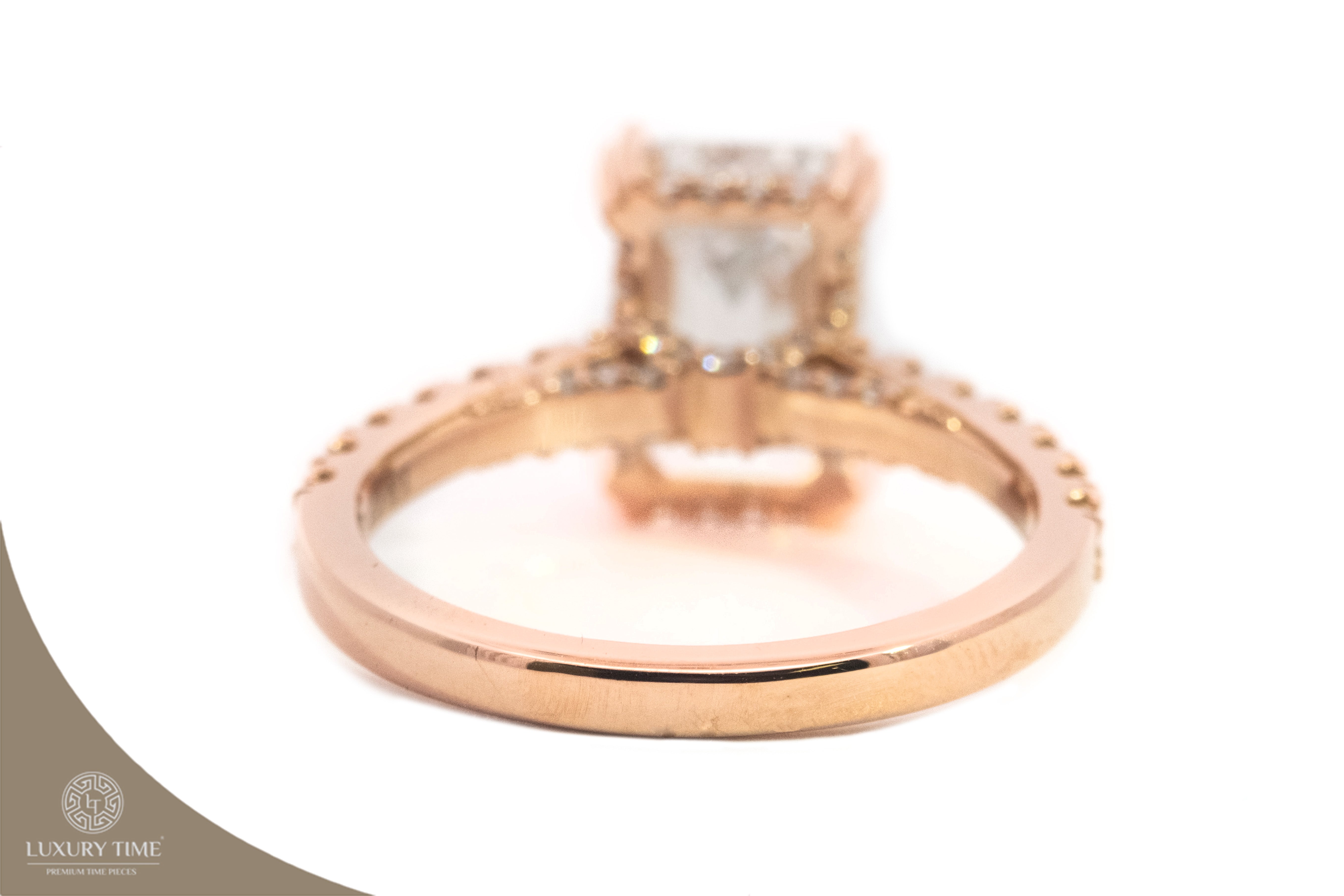 3ct Lab Grown Diamond Emerald Cut Set With a Hidden Halo 18ct Rose Gold