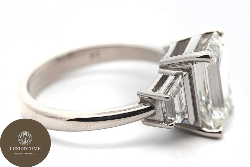 3.89CT Total Emerald Cut Diamond Ring in Platinum - Lab Grown Diamonds