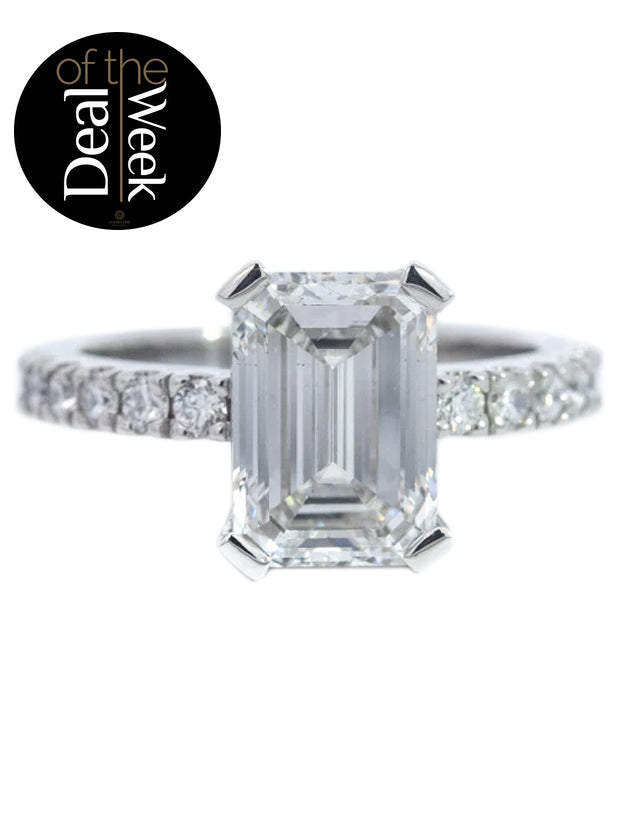 2.30CT Total  Weight Emerald Cut Diamond Ring Set In Platinum - Lab Grown Diamonds