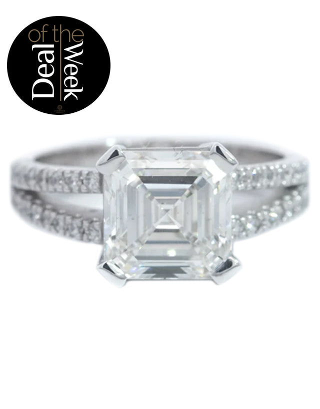 4.24Ct Total Weight Asscher Cut Diamond Ring Set In Platinum - Lab Grown Diamonds