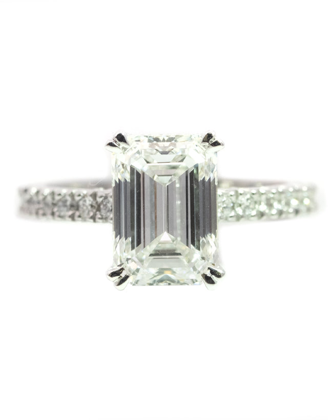 3Ct Emerald Cut Set With a Hidden Halo 18ct White Gold -  Lab Grown Diamond